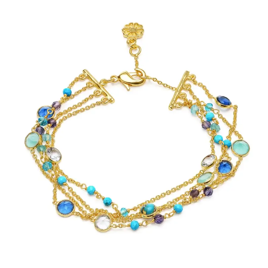 Hydra Multi-Strand Gold and Gemstone Bracelet