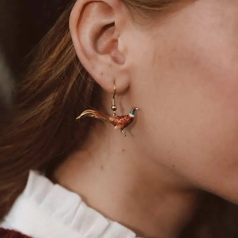 Pheasant Drop Earrings