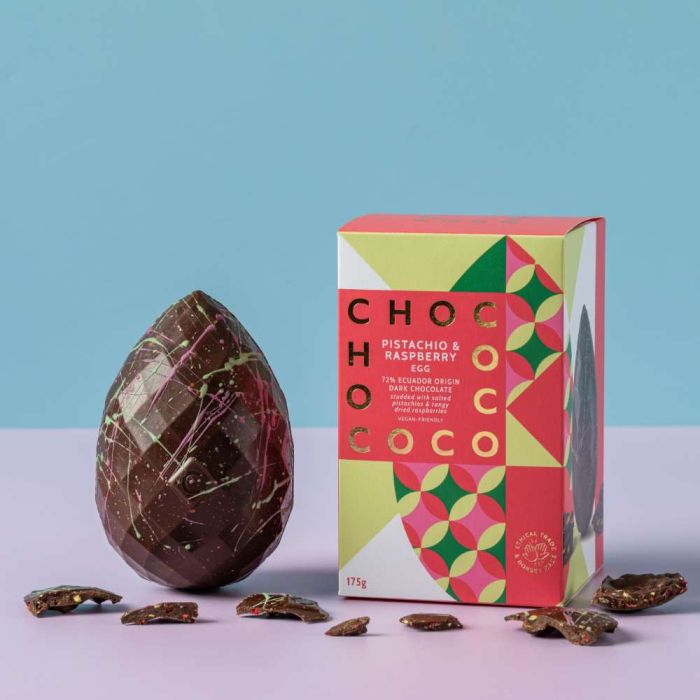 Pistachio & Raspberry Dark Chocolate Egg