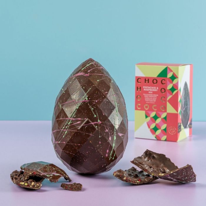 Giant Pistachio & Raspberry Dark Chocolate Egg