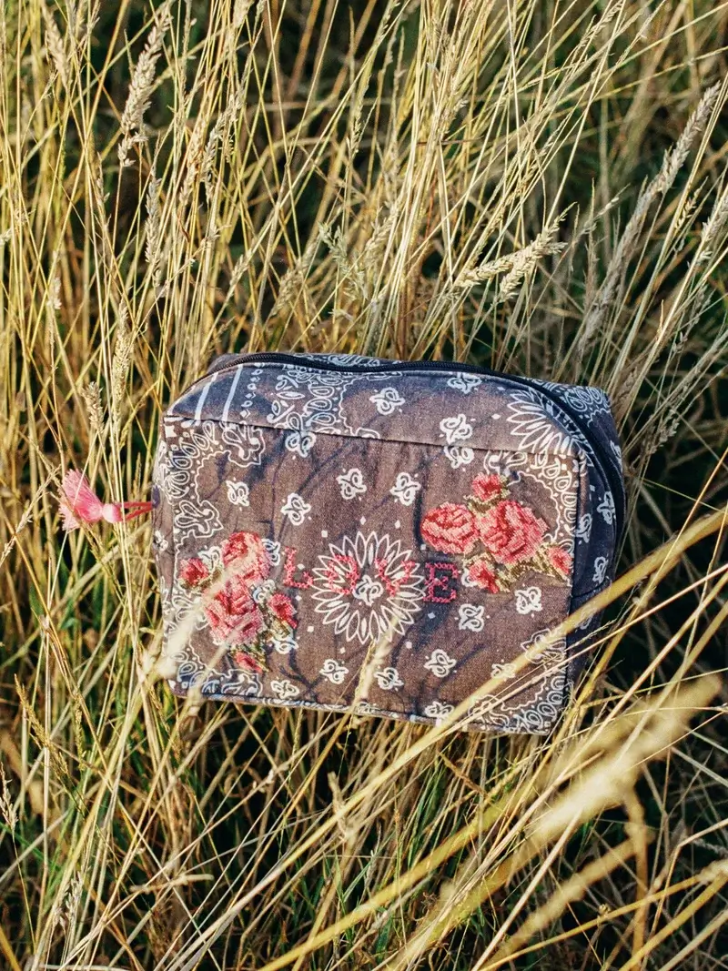 Love Embroidered Cosmetic Bag