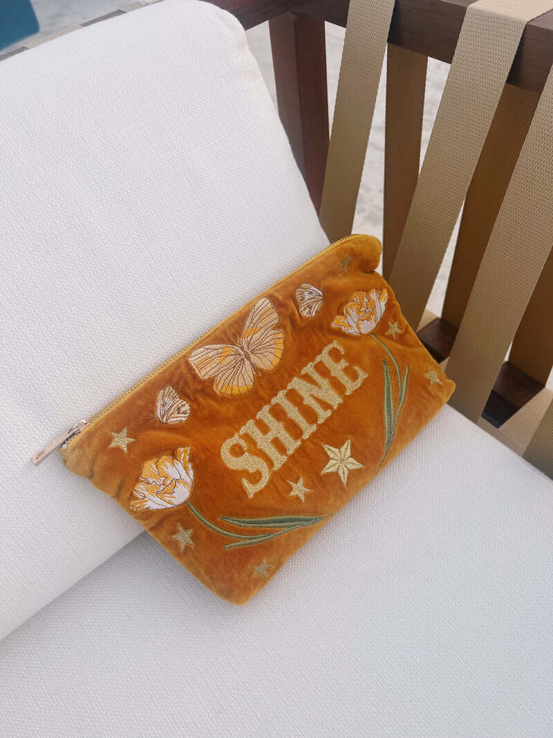 Shine Embroidered Velvet Pouch