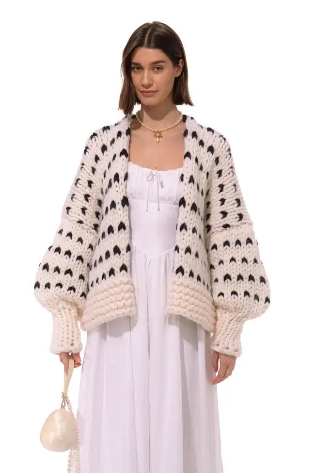 White Dottie Chunky Cardigan