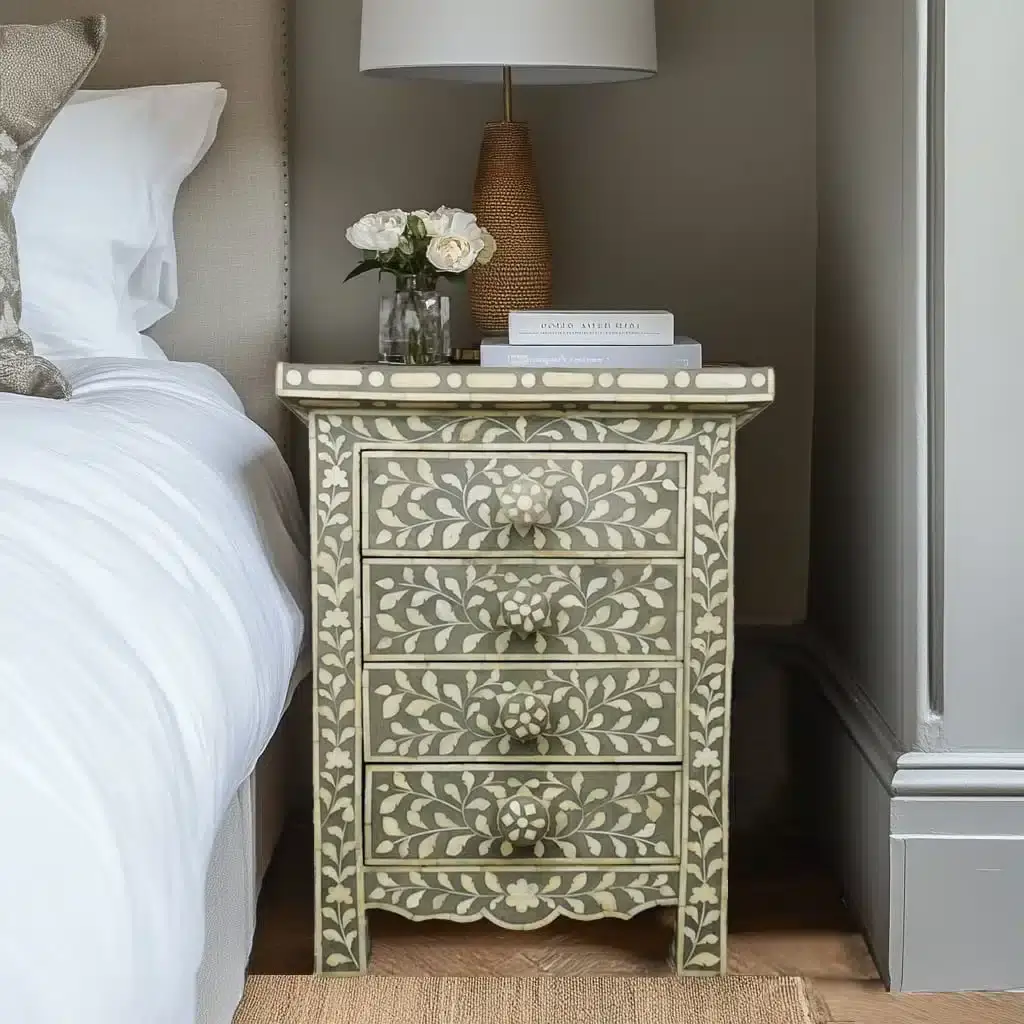 Grey Bone Bedside Table