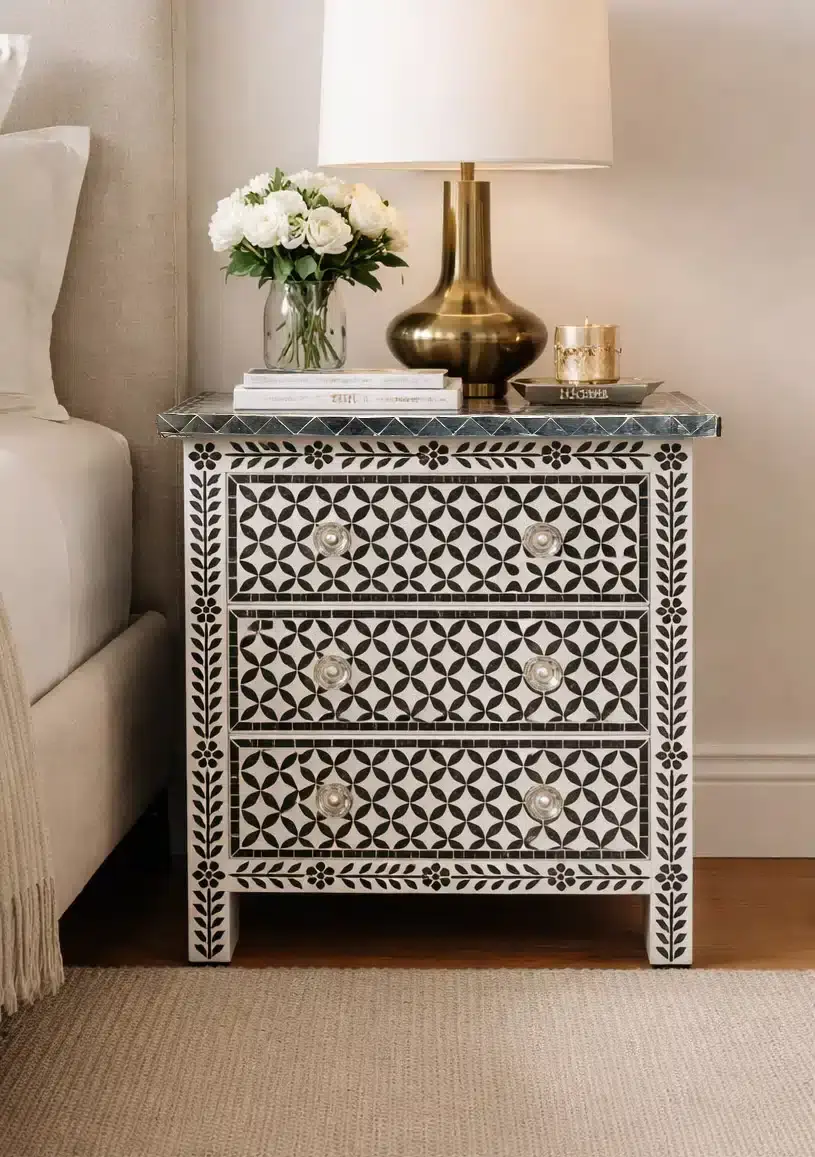 White Mirror Bedside Table