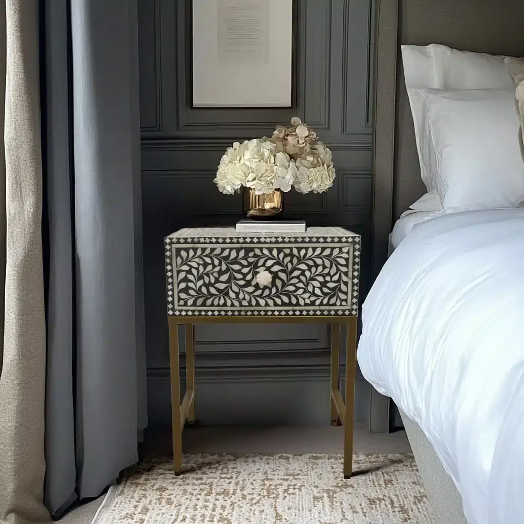 Grey Bone Bedside Table