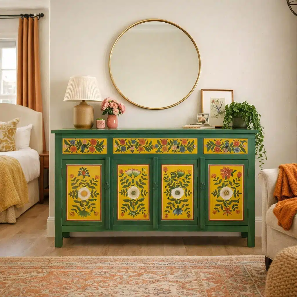 Green & Yellow Pankhuri Sideboard