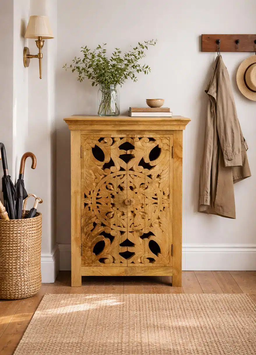 Carved Mango Wood Cupboard