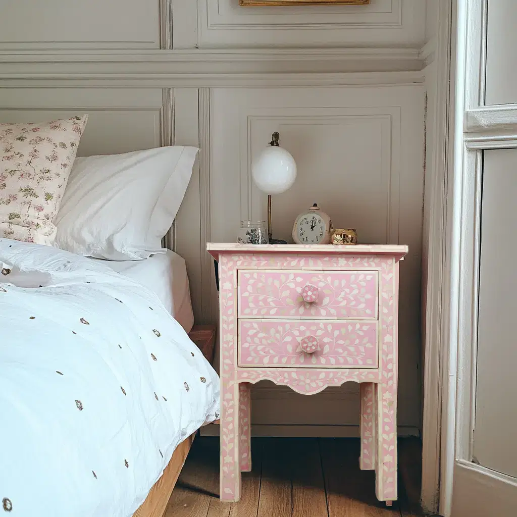 Pink Bone Bedside Table