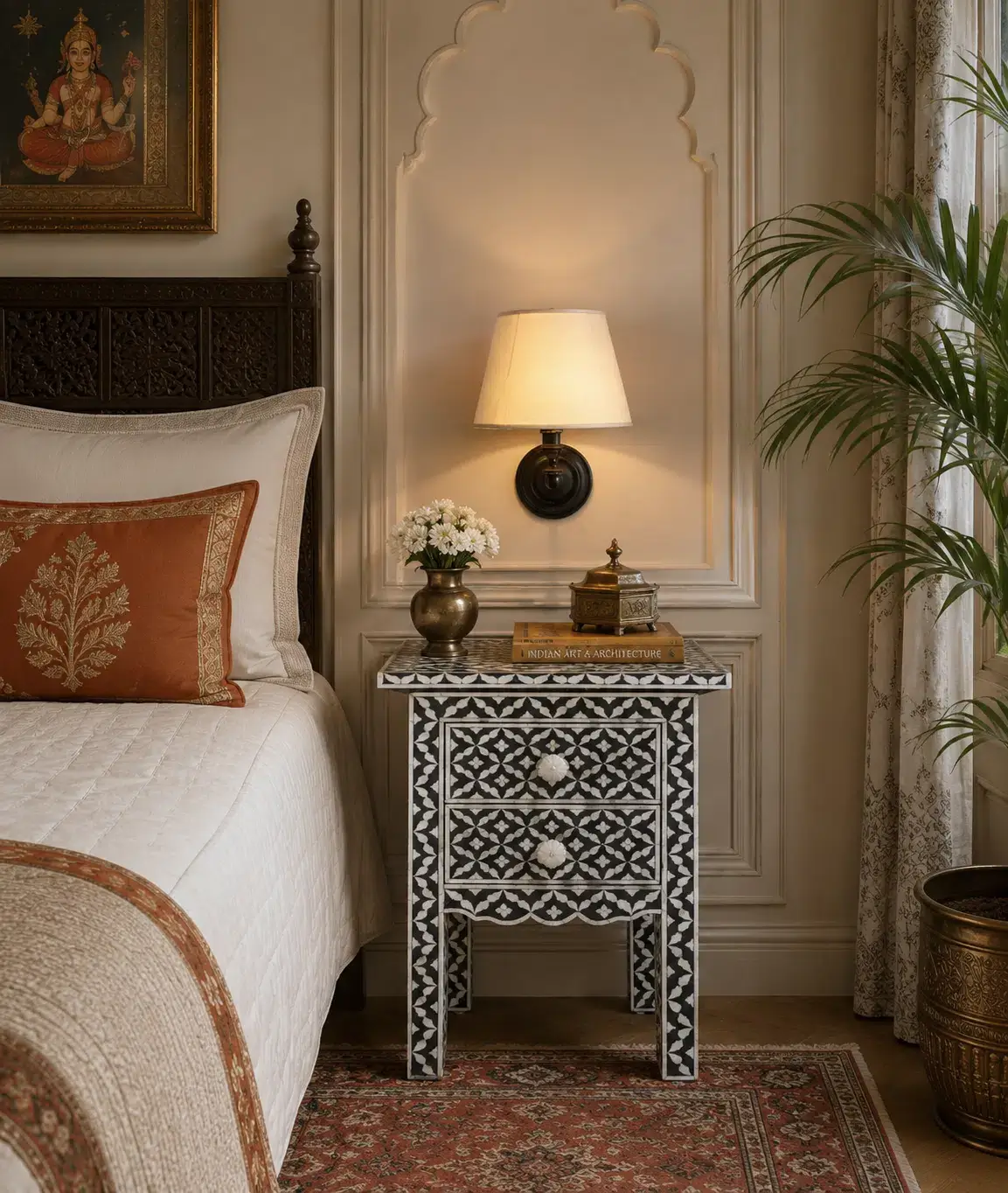 Black Bone Bedside Table