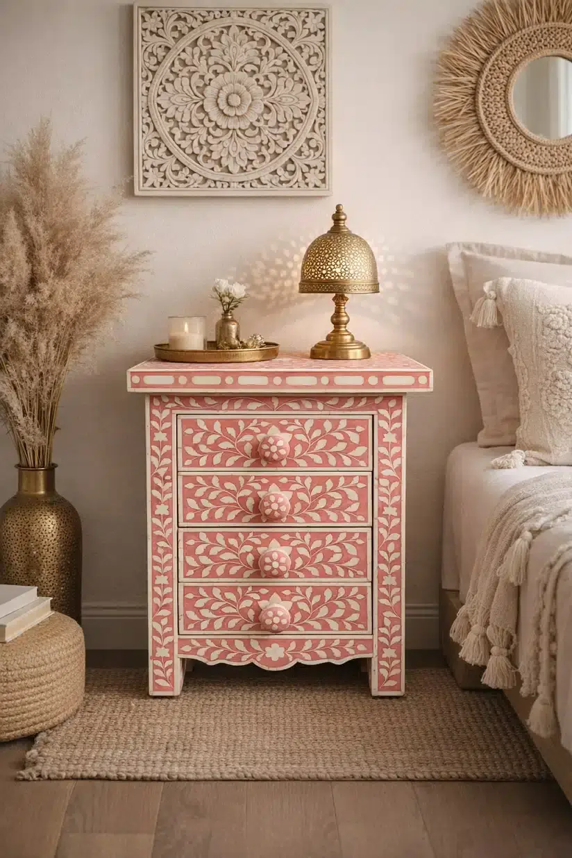 Peach Bone Bedside Table