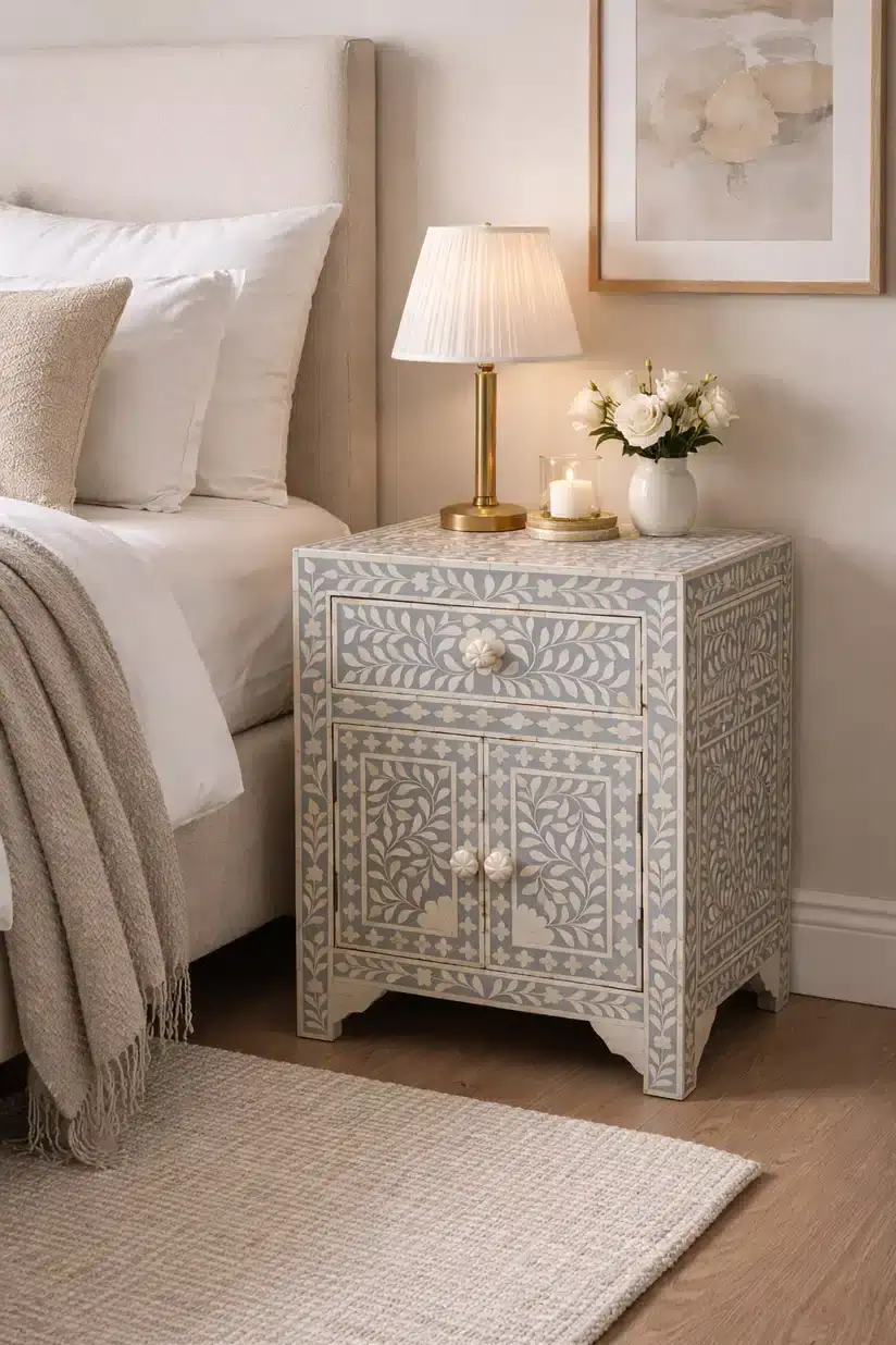 Grey Bone Bedside Table