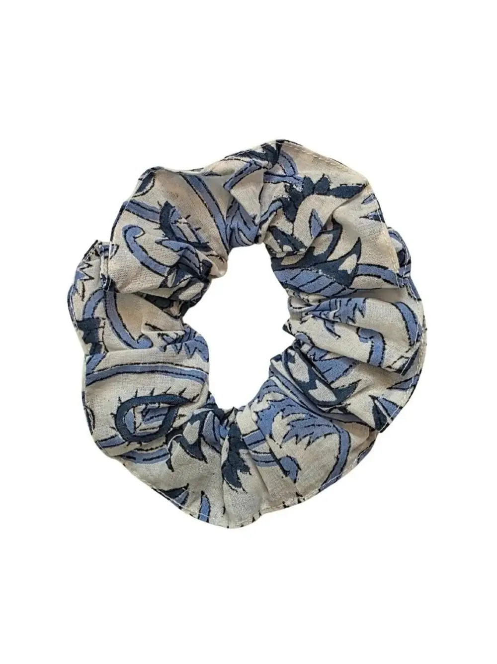 Tonal Blue Floral Scrunchie