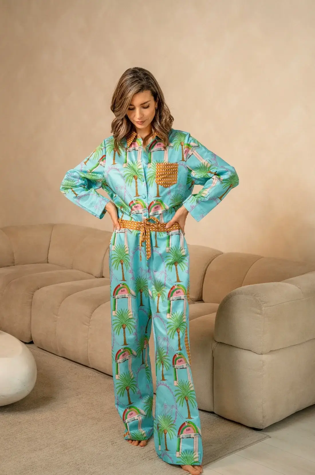 Midnight Oasis Long Sleeve Pyjama Top