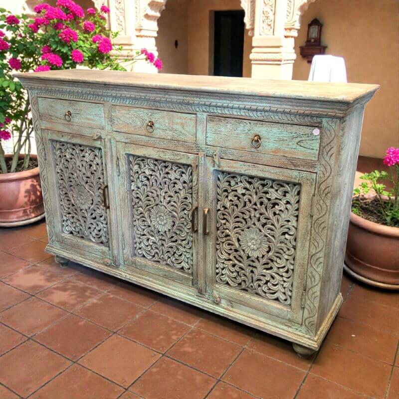 Distressed Teal Sideboard