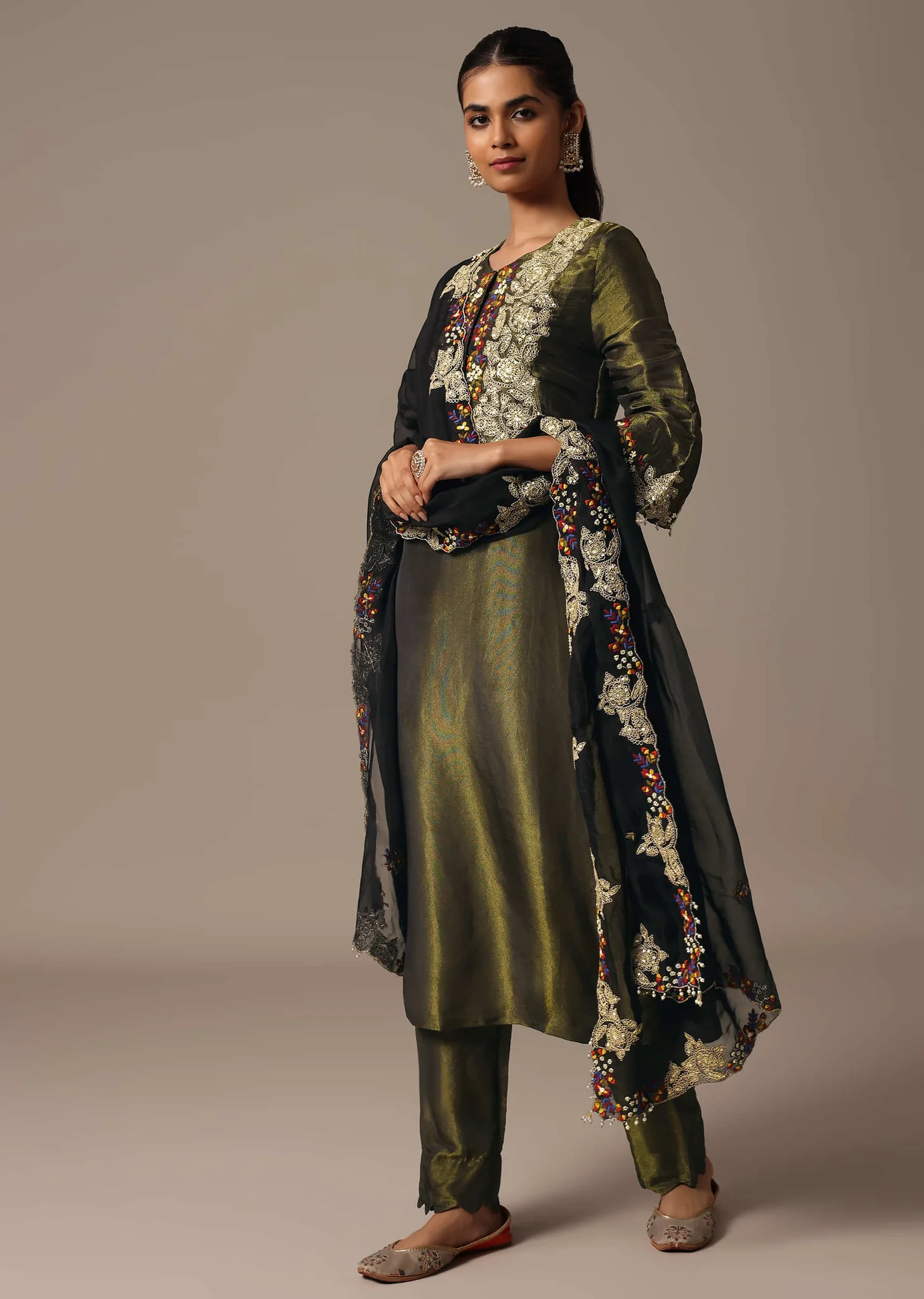 Green Embroidered Kurta