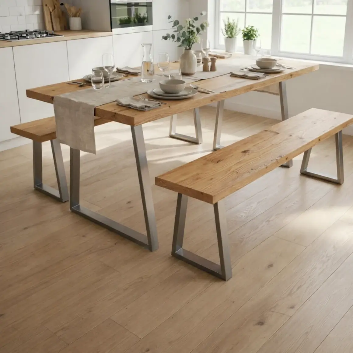 Rustic Dining Table with Metal Legs