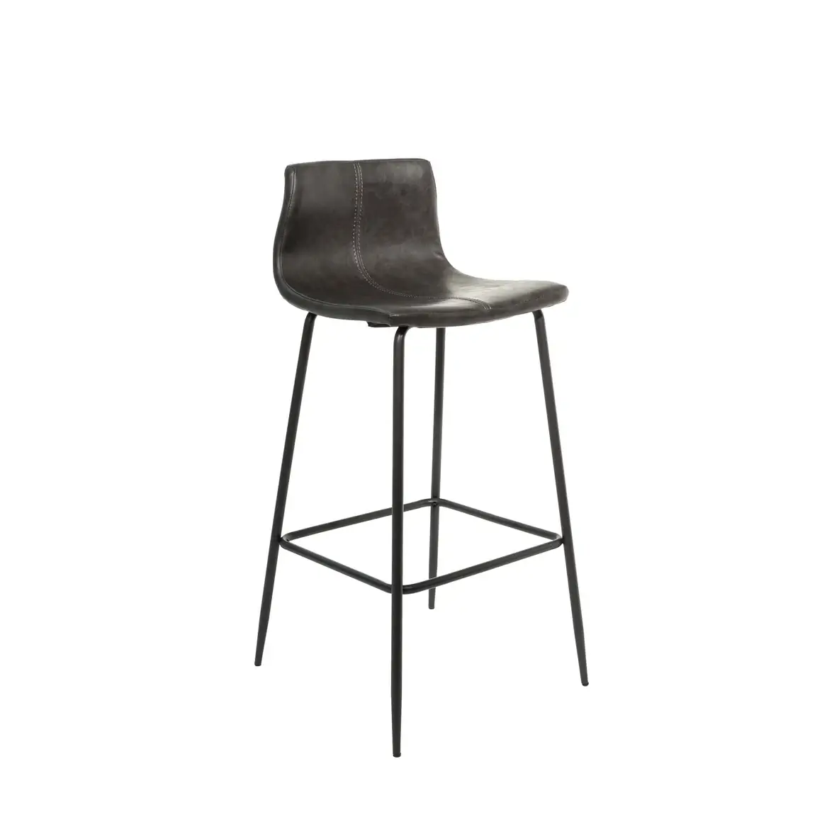 Grey Leather Bar Stool