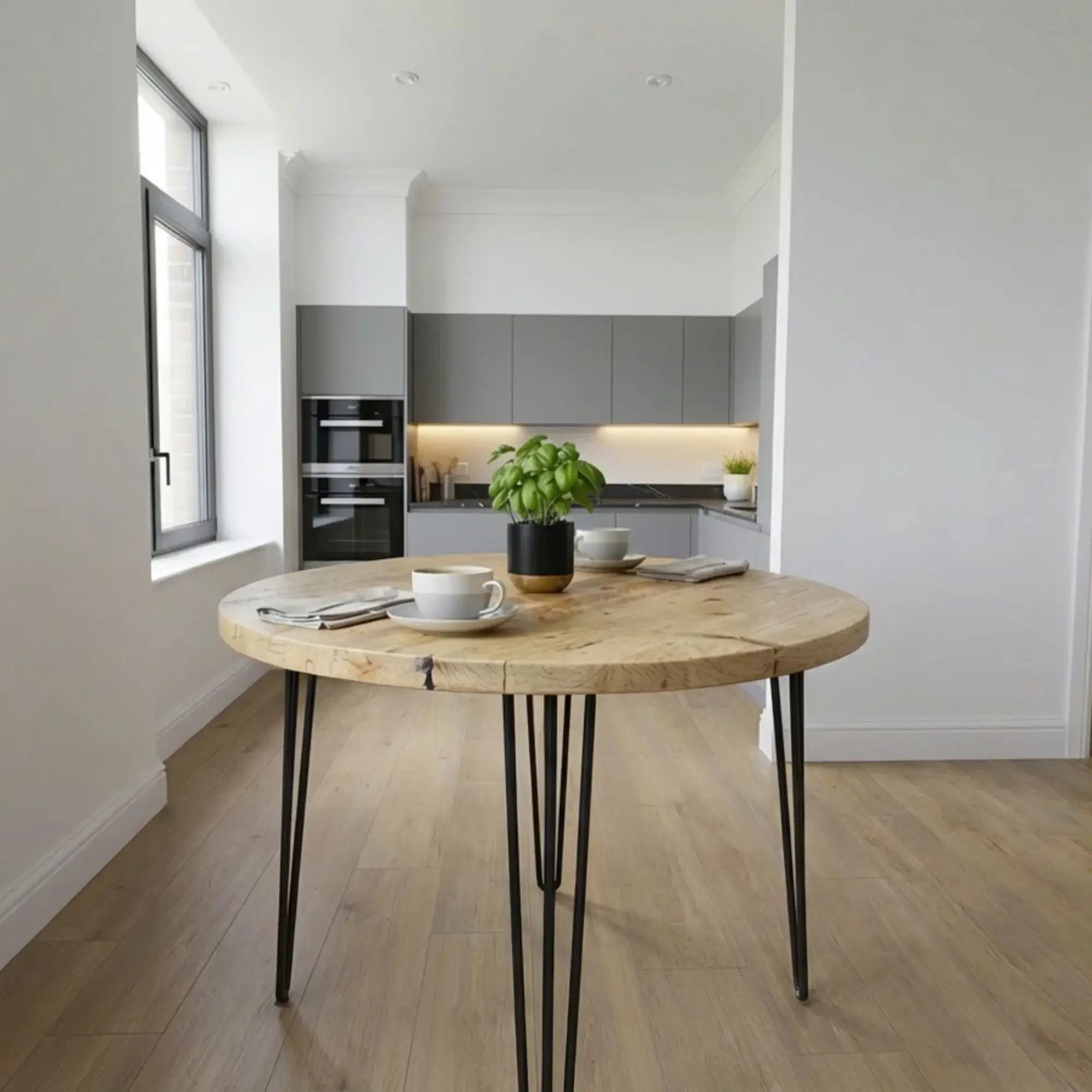 Round Dining Table with Hairpin Legs
