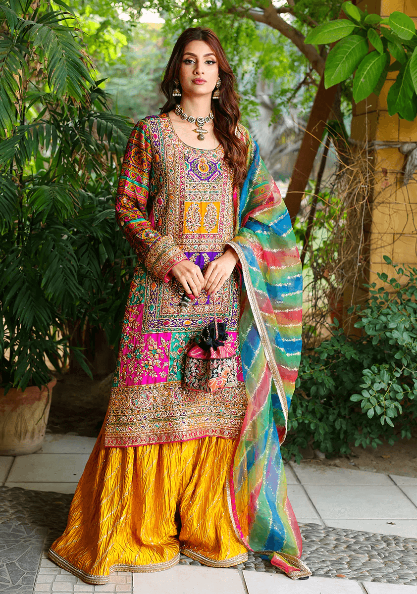 Three Piece Set with Mustard Silk