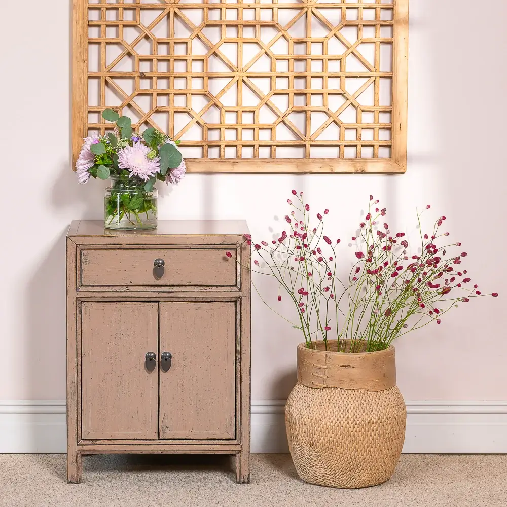 HAMPTON Pink Lacquer Bedside Cabinet
