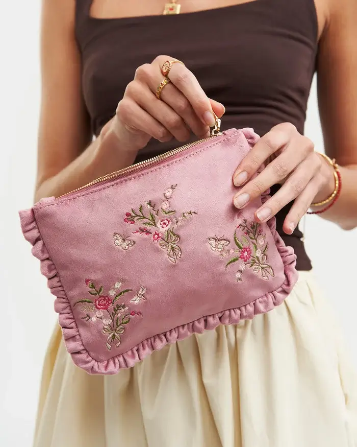 Floral Posy Embroidered Pouch