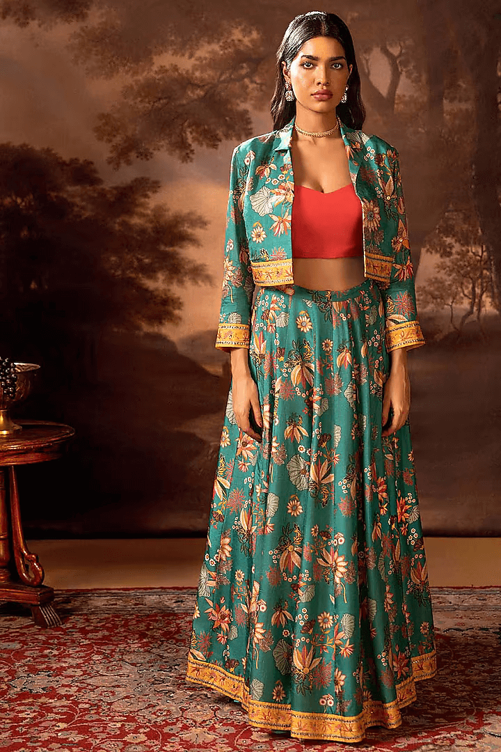 Green Malaysian Lehenga