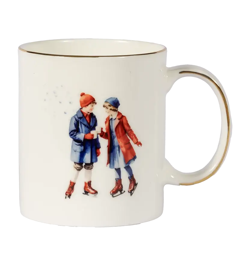 Two Ice Skaters Bone China Mug