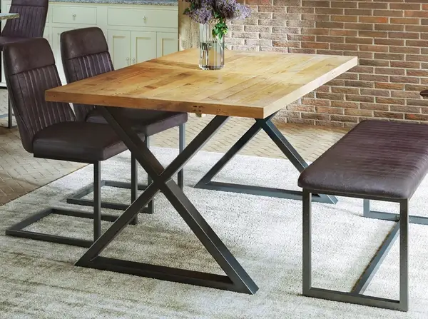 Industrial Rustic Cross Leg Dining Table