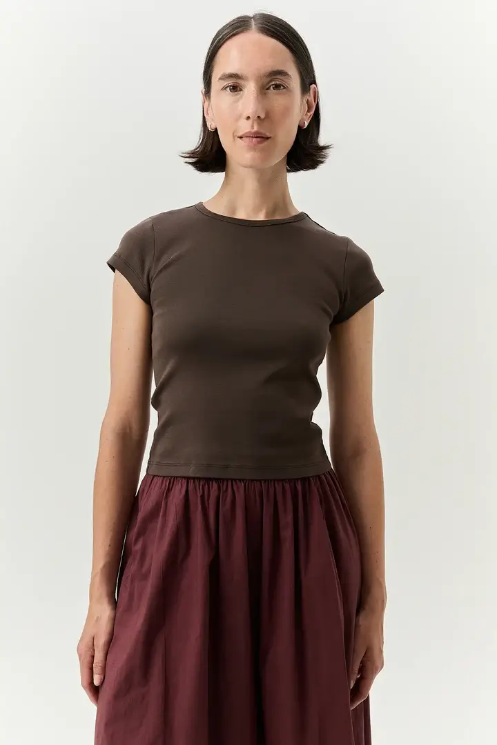 Chocolate Ribbed Cotton Baby Tee